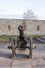 Image showing Ancient cannon on wheels. Dubno. Ukraine