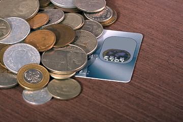 Image showing credit cards and coins