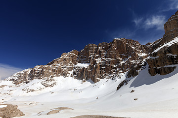 Image showing Snowy plateau at nice spring day