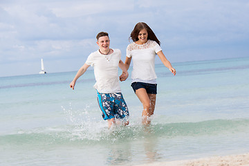 Image showing young happy couple in summer holiday vacation summertime