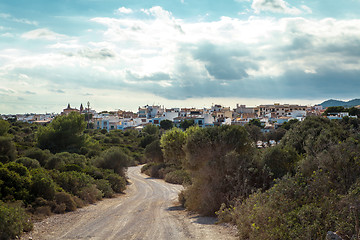 Image showing empty road in sunlight blue sky destination