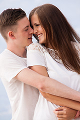 Image showing attractive young couple in love having fun in summer holidays