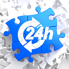 Image showing Service 24h Icon on Blue Puzzle.
