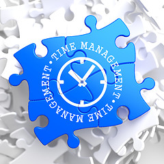 Image showing Time Management Concept on Blue Puzzle.