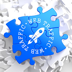 Image showing Web Traffic Concept on Blue Puzzle.