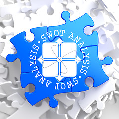 Image showing SWOT Analisis on Blue Puzzle.