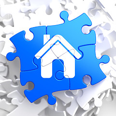 Image showing Home Icon on Blue Puzzle.