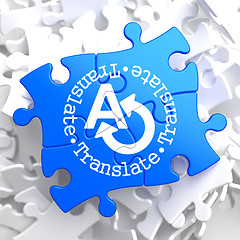 Image showing Translating Concept on Blue Puzzle.