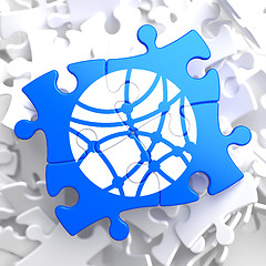 Image showing Social Network Icon on Blue Puzzle.