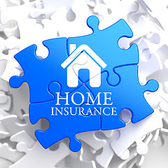 Image showing Insurance - Home Icon on Blue Puzzle.
