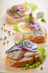 Image showing sandwich with egg and anchovies