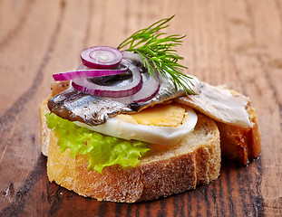 Image showing bread with anchovies and egg