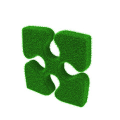 Image showing Green grass puzzle piece