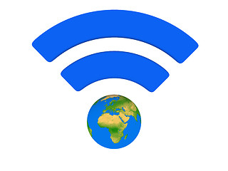 Image showing Blue WiFi symbol