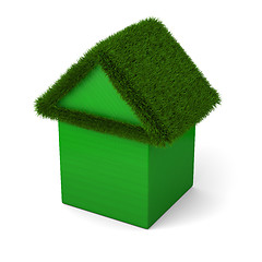 Image showing Green house made of cubes