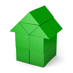 Image showing Green house made of cubes