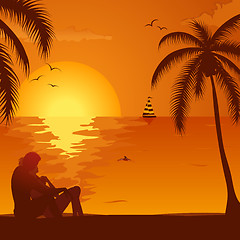 Image showing Summer Sunset with Couple