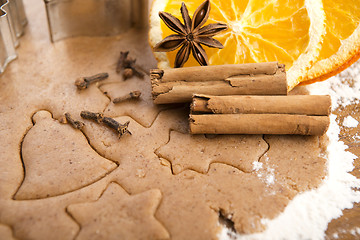 Image showing Baking ingredients for Christmas gingerbread 