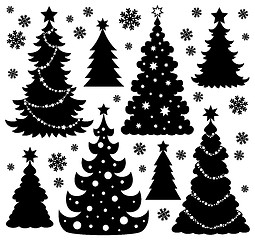 Image showing Christmas tree silhouette theme 1