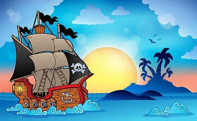 Image showing Pirate ship near small island 3