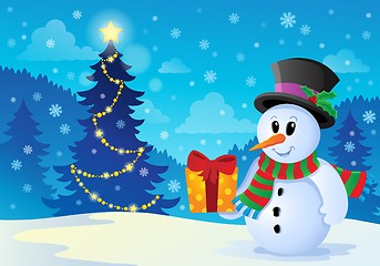 Image showing Christmas snowman theme image 1