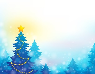 Image showing Christmas tree silhouette theme 6