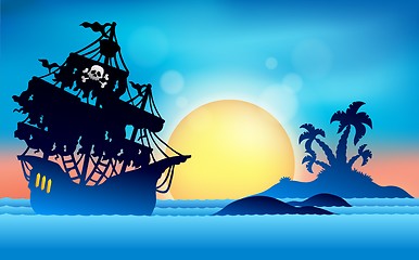 Image showing Pirate ship near small island 1
