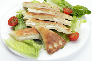 Image showing Cheese fataya with salad