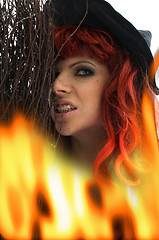 Image showing witch in fire