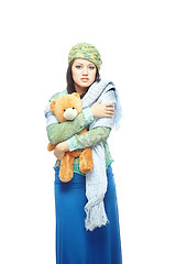 Image showing Sad lady with toy