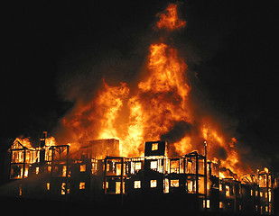 Image showing huge condominium  fire