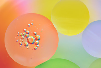 Image showing Abstraction, oil bubbles in water