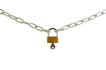 Image showing Chain lock with a key