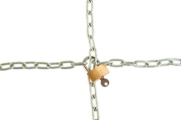 Image showing Chain lock with a key