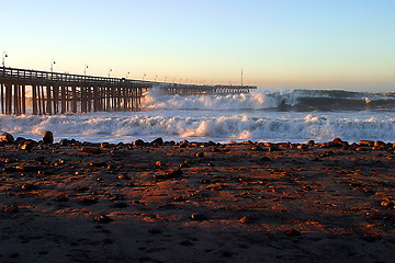 Image showing Ocean Wave Storm Pier