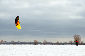 Image showing Snowkiting