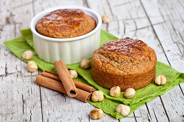 Image showing fresh buns with hazelnuts and cinnamon