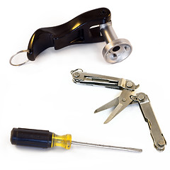 Image showing Screwdriver, Pocket Knife and bicycle key