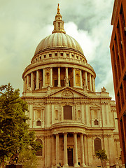 Image showing Retro looking St Paul Cathedral, London
