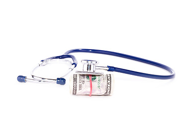 Image showing Doctor stethoscope with dollars