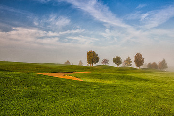 Image showing Idyllic autumn scenery on the golf course