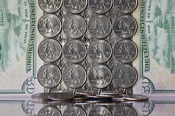 Image showing U.S. dollars on the mirror