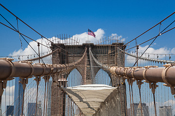 Image showing Detail of historic Brooklyn Bridge in New York