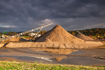 Image showing Quarry sand on a bank of a river