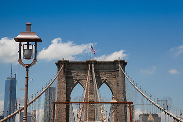 Image showing Detail of historic Brooklyn Bridge in New York