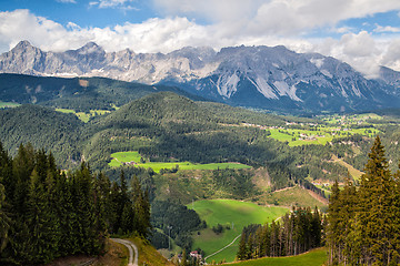 Image showing View from mountain to the valley