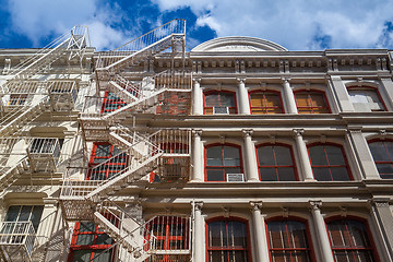 Image showing The fire stairs on old house in New York 