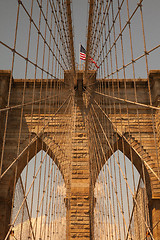 Image showing Detail of historic Brooklyn Bridge in New York