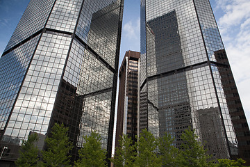 Image showing Looking up - skyscrapers in Denver