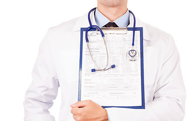 Image showing Doctor holding clipboard